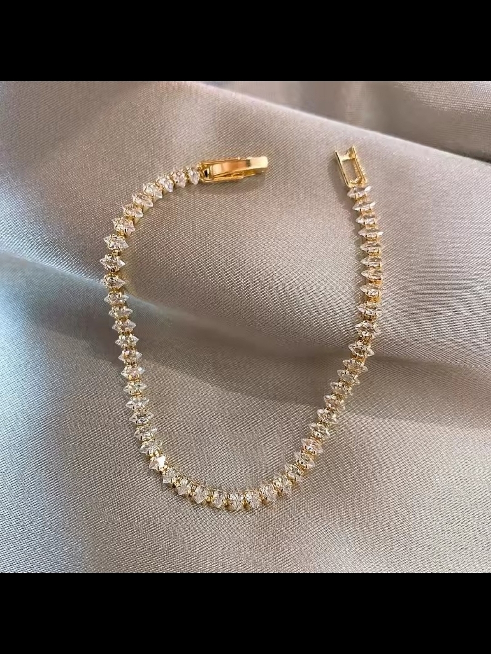 Gold Tone Crystal Tennis Bracelet - Women Jewelry